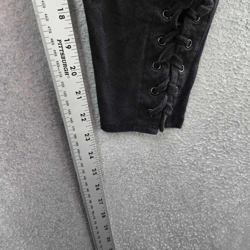 Torrid Women Pants 2 Black Lace Up Ankle Leggings Elastic Waist 23" Inseam - Picture 5 of 8